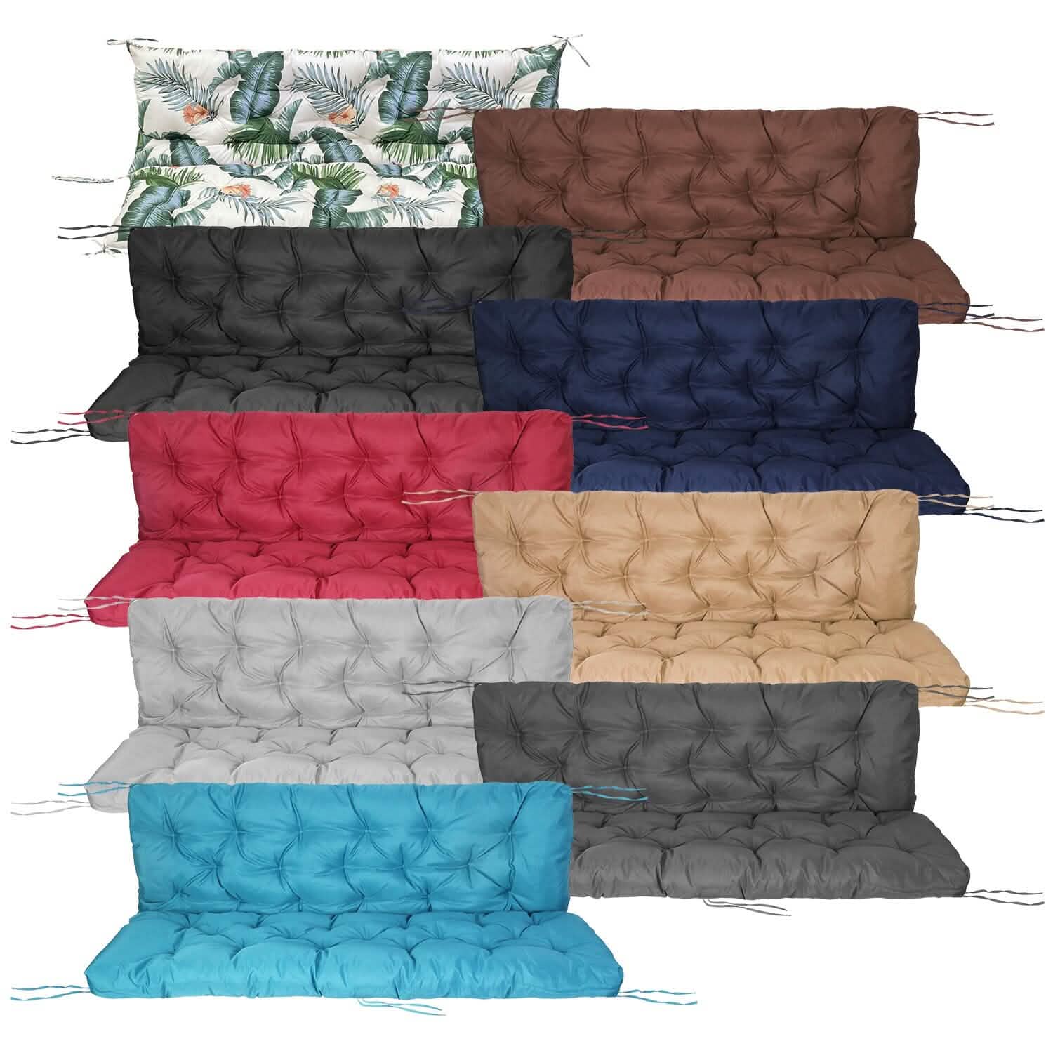 2-3 Seater Swing Cushion Replacement Swing Beach Pads with Backrest 8-Tie Straps DailySale
