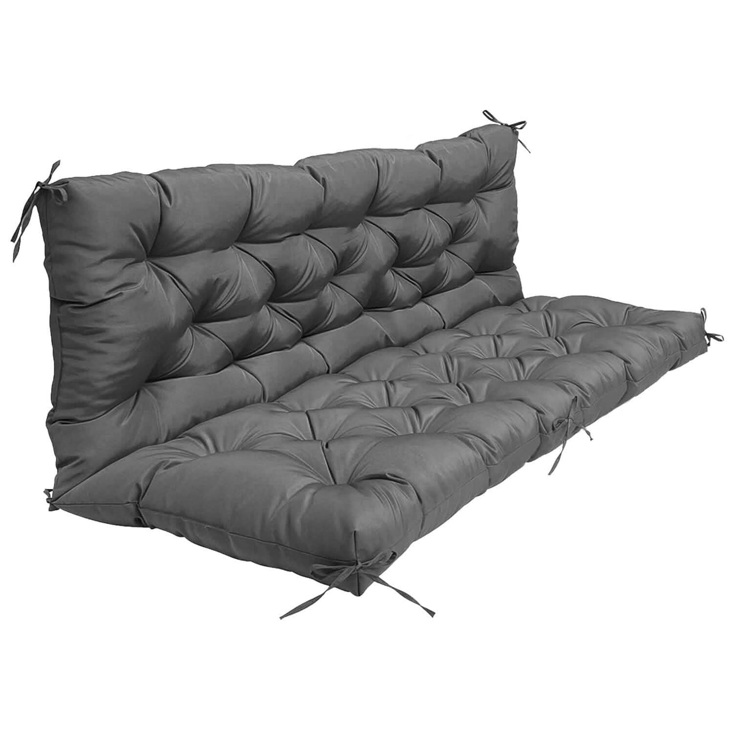 2-3 Seater Swing Cushion Replacement Swing Beach Pads with Backrest 8-Tie Straps DailySale