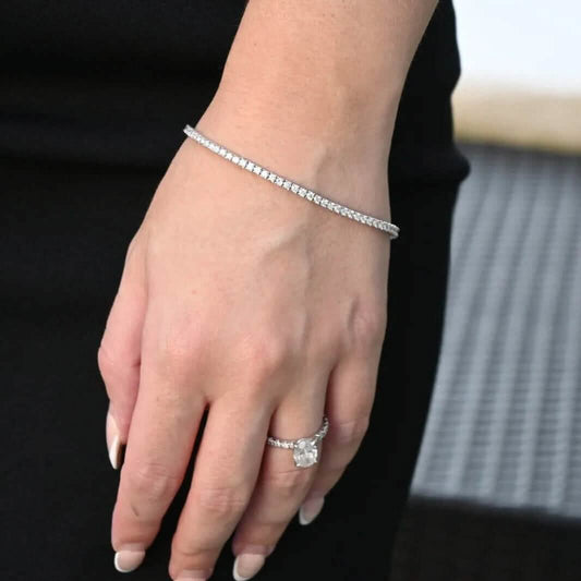 2 Ct TW Round-Cut Natural Diamond Tennis Bracelet 14K Gold 7" Women's DailySale