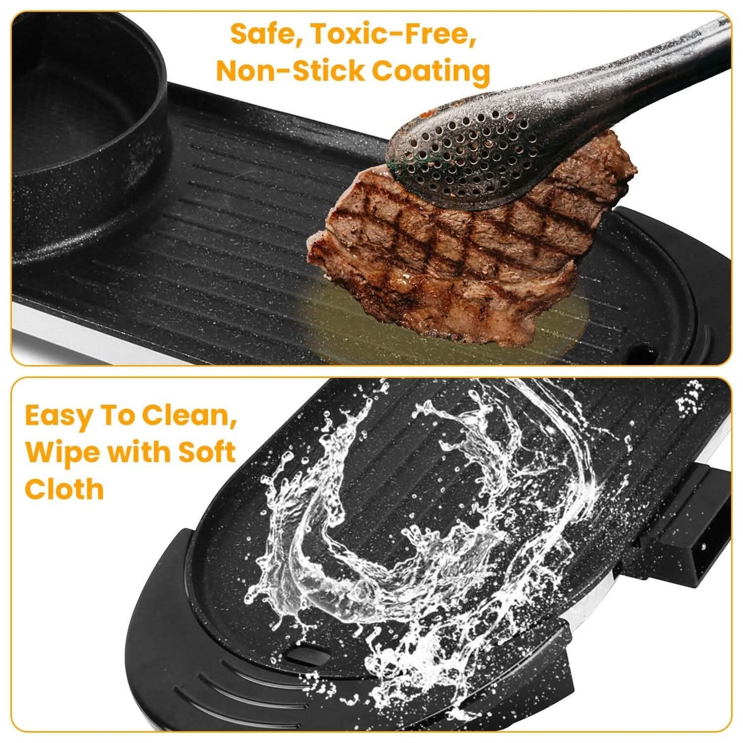 2-in-1 Electric Hot Pot with Bbq Grill Cooker 2200W DailySale