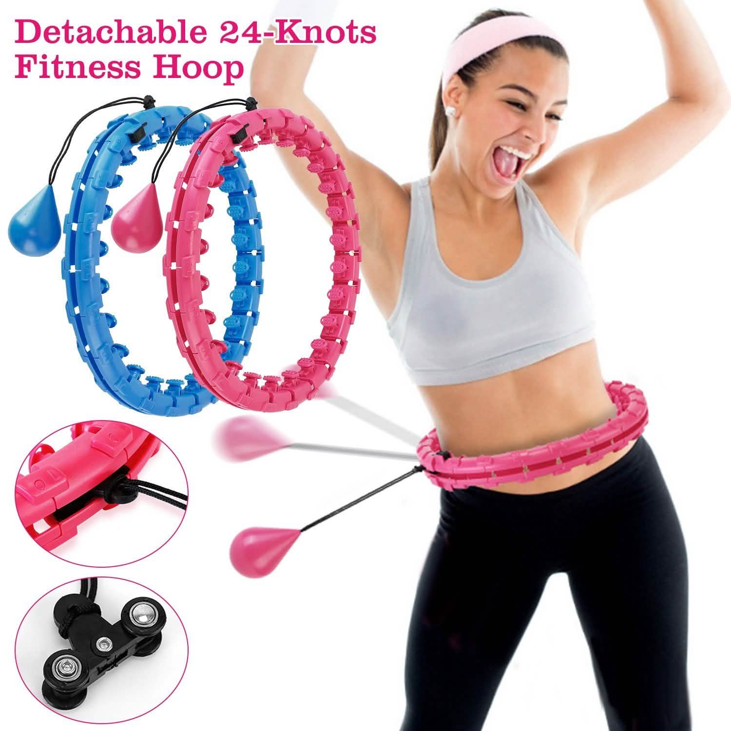 2-in-1 Fitness Hoop 24 Knots Abdomen Fitness Massage Hoops Weighted with 360 Auto Spinning Ball Detachable Knots DailySale