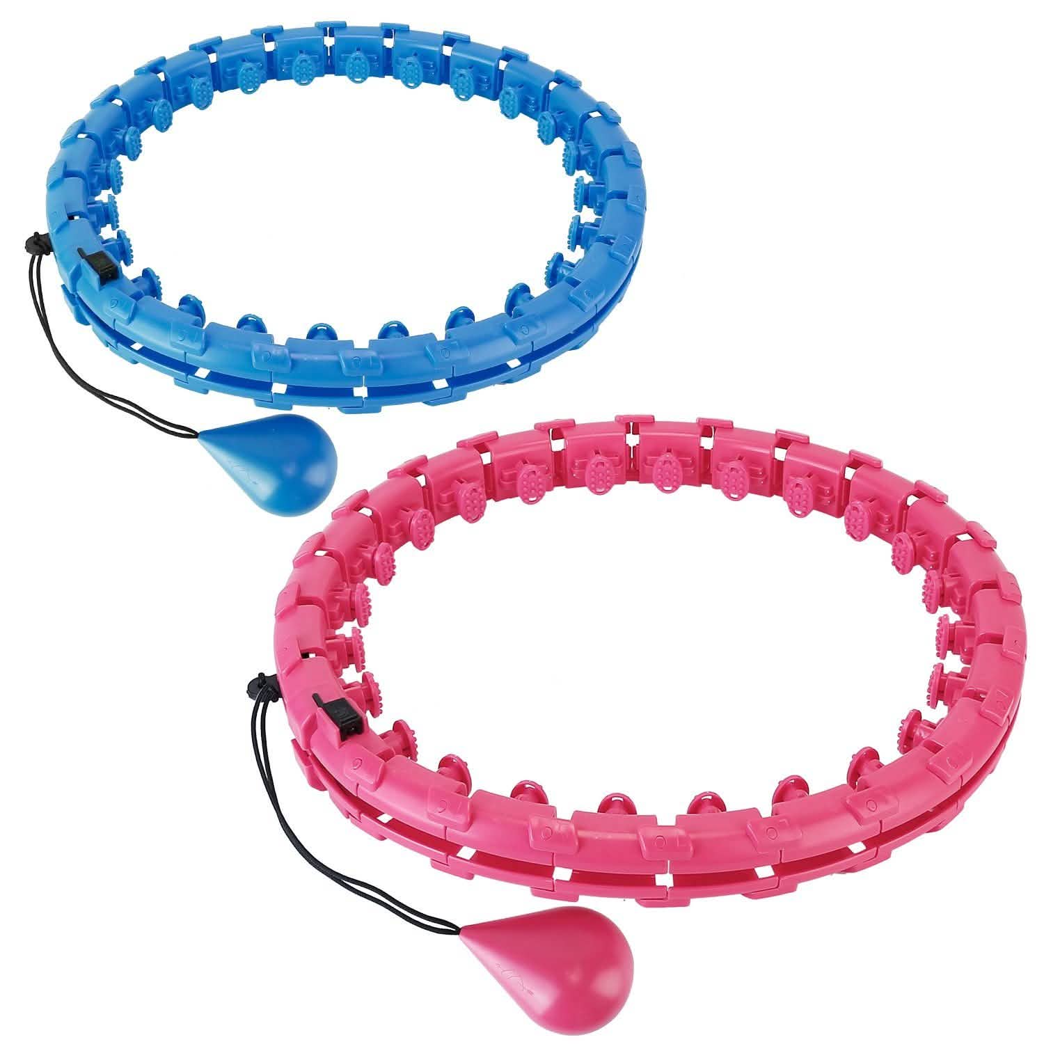 2-in-1 Fitness Hoop 24 Knots Abdomen Fitness Massage Hoops Weighted with 360 Auto Spinning Ball Detachable Knots DailySale