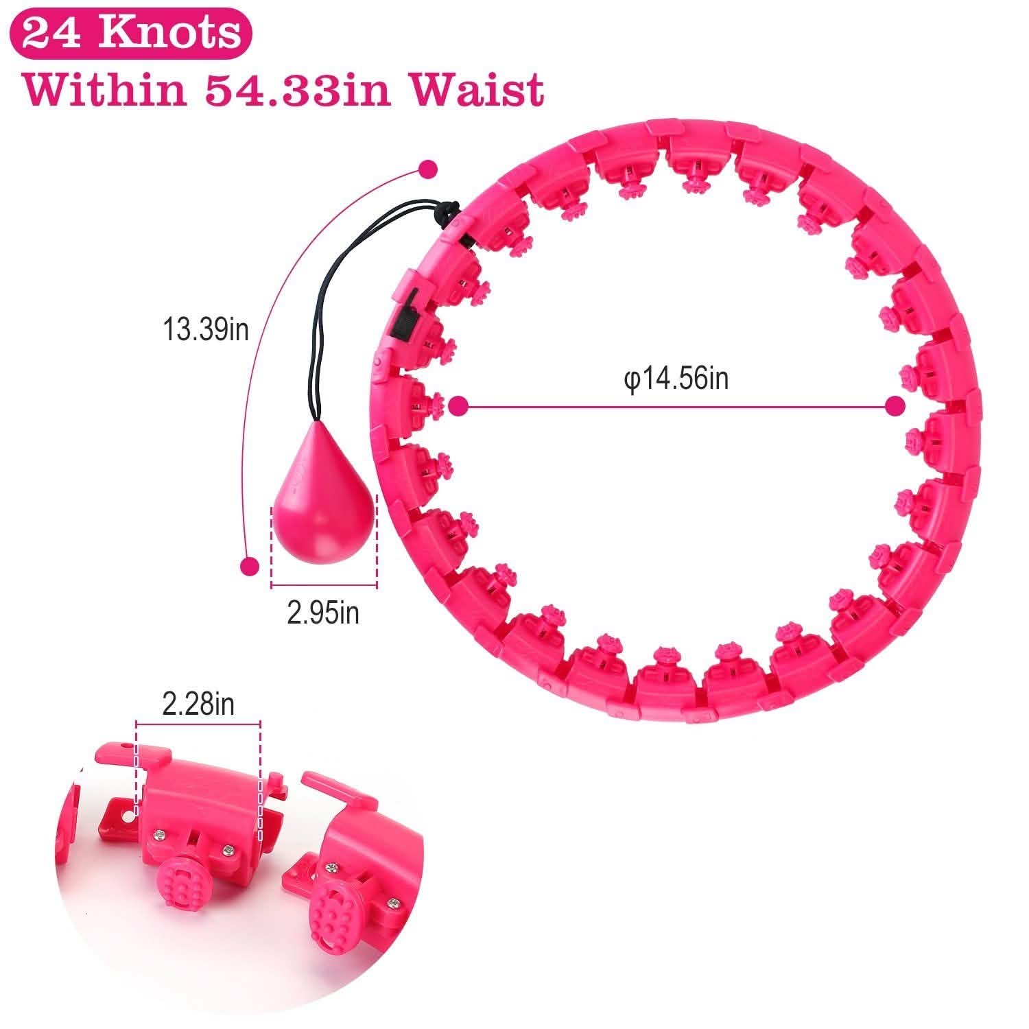 2-in-1 Fitness Hoop 24 Knots Abdomen Fitness Massage Hoops Weighted with 360 Auto Spinning Ball Detachable Knots DailySale