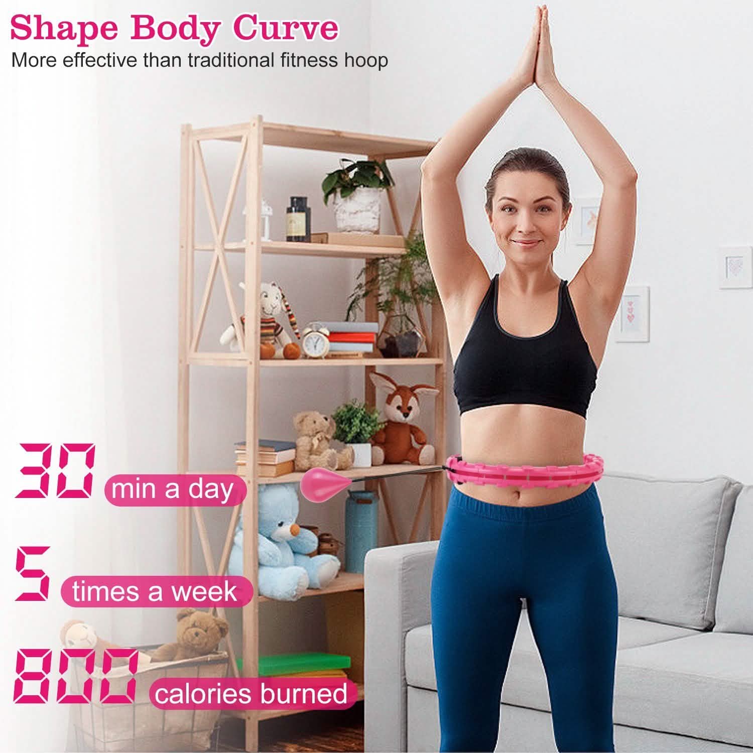2-in-1 Fitness Hoop 24 Knots Abdomen Fitness Massage Hoops Weighted with 360 Auto Spinning Ball Detachable Knots DailySale