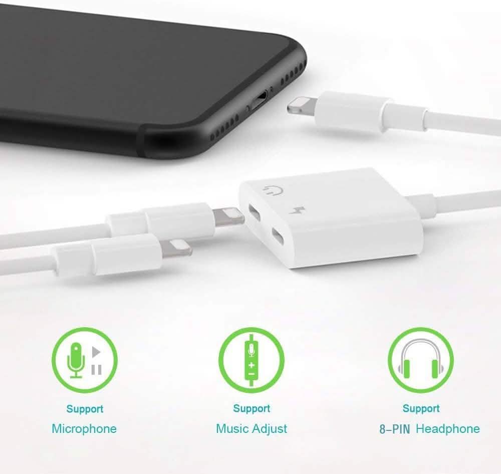 2-in-1 for Lightning Adapter For iPhone 7 8 Plus 10 X DailySale