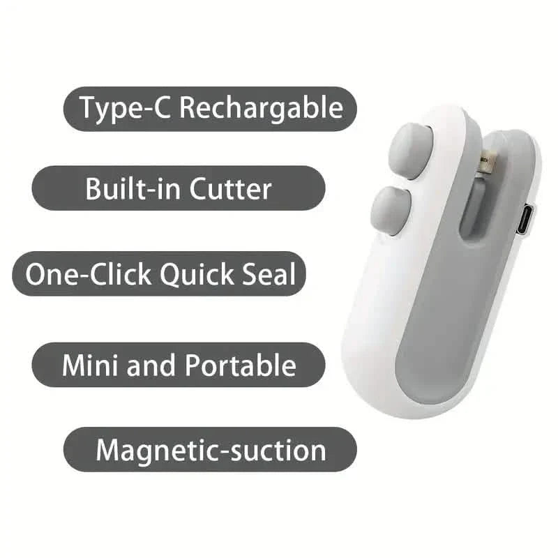 2-in-1 Mini Bag Sealer For Snacks, USB Rechargeable Plastic Heat Sealer With Cutter DailySale
