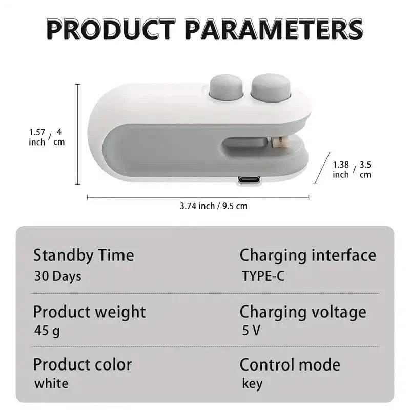 2-in-1 Mini Bag Sealer For Snacks, USB Rechargeable Plastic Heat Sealer With Cutter DailySale