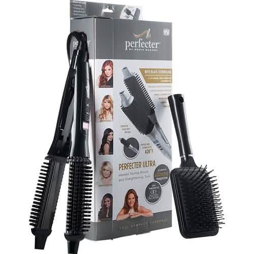 2-in-1 Perfecter Flat Iron Hair Straightener and Hot Round Brush DailySale