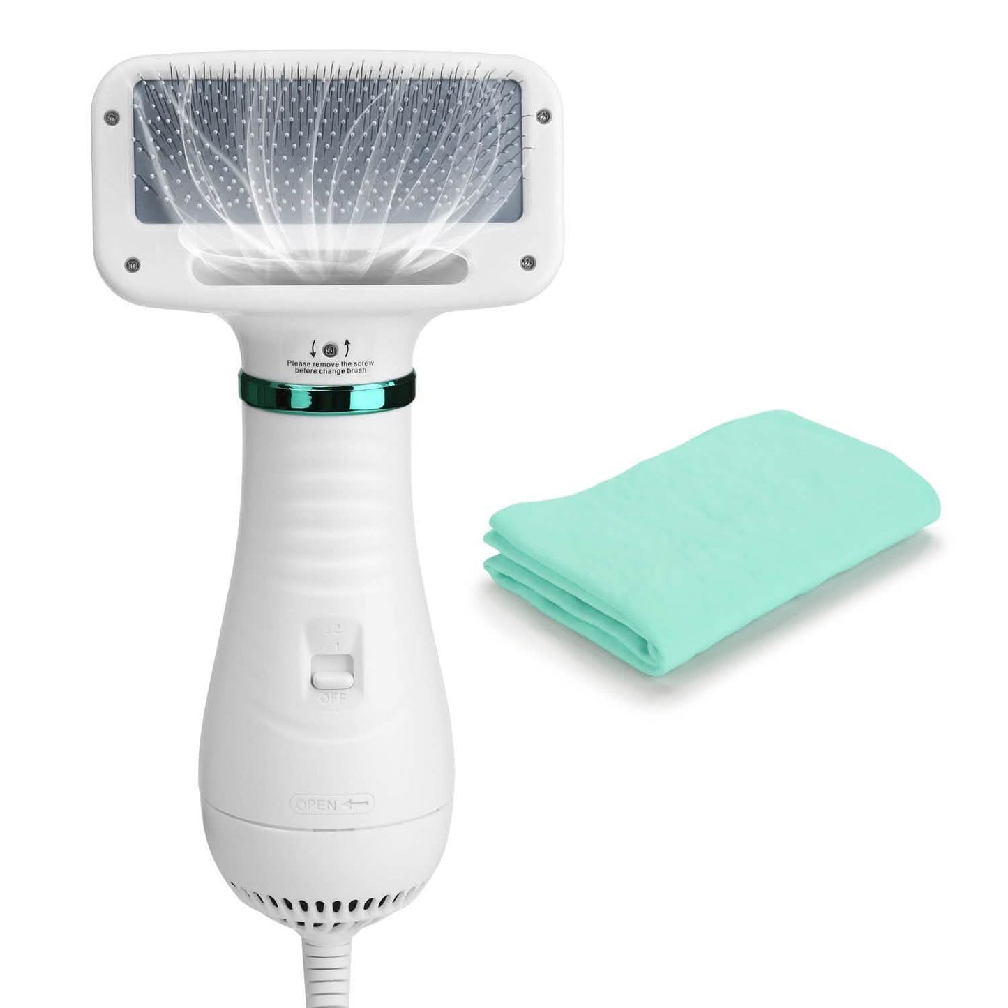 2-in-1 Pet Hair Dryer Blower Slicker Brush Portable Dog Cat Grooming Low Noise DailySale