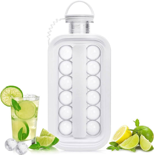 2-in-1 Portable Ice Ball Maker Kettle With 17 Grids Flat Body Lid Cooling Ice Pop/Cube Molds DailySale