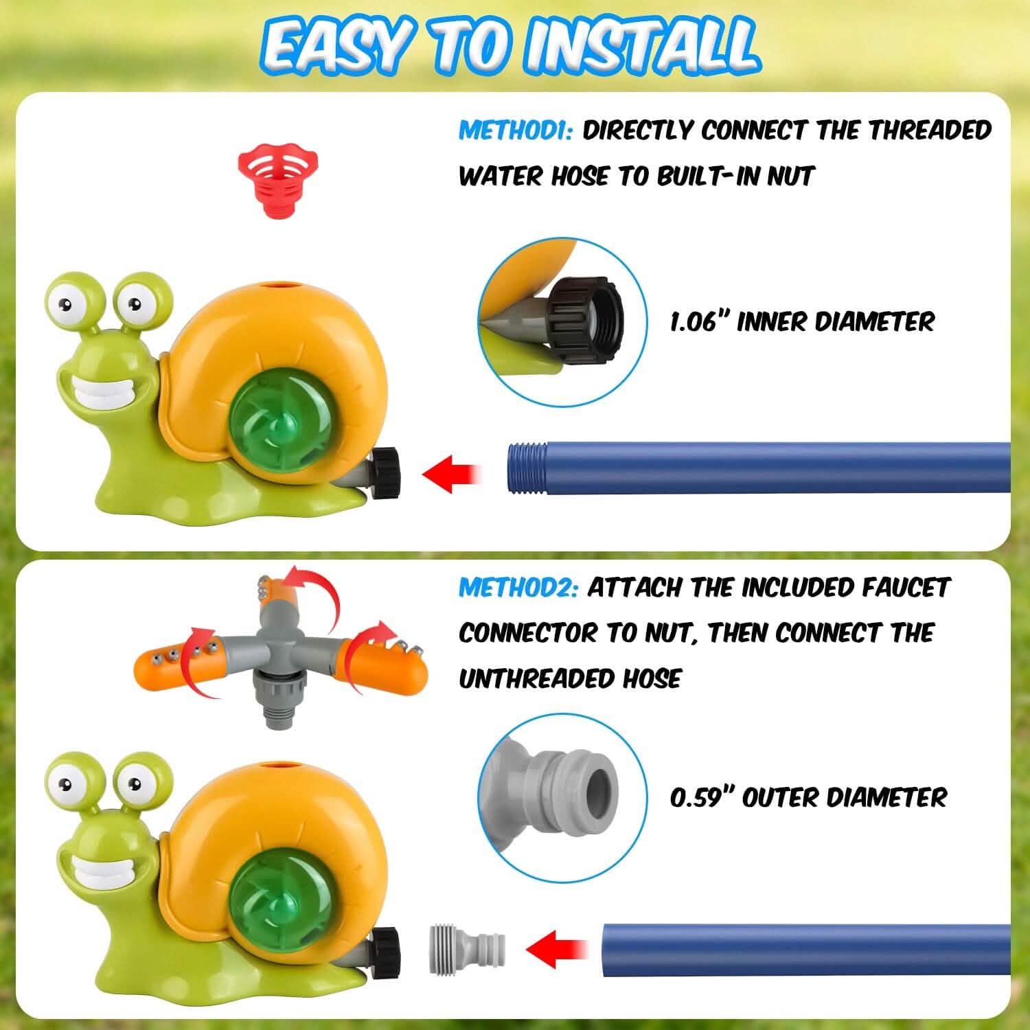 2-in-1 Snail Water Sprinkler Baseball Toy with 2 Sprinkler Nozzles DailySale
