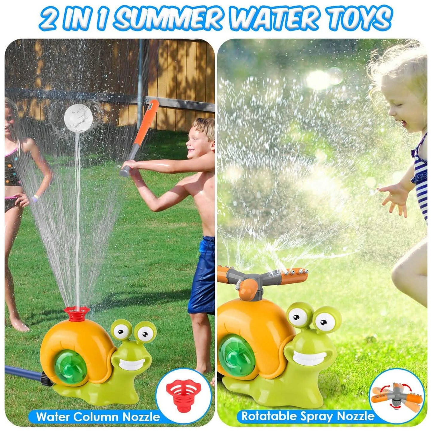 2-in-1 Snail Water Sprinkler Baseball Toy with 2 Sprinkler Nozzles DailySale