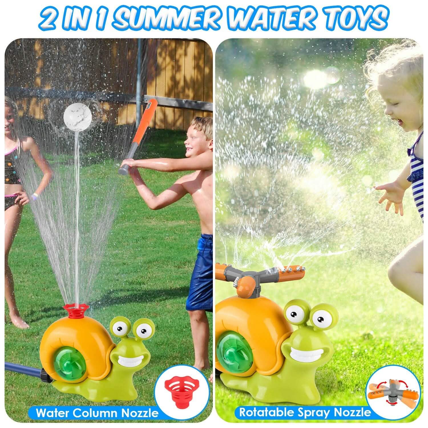 2-in-1 Snail Water Sprinkler Baseball Toy with 2 Sprinkler Nozzles DailySale