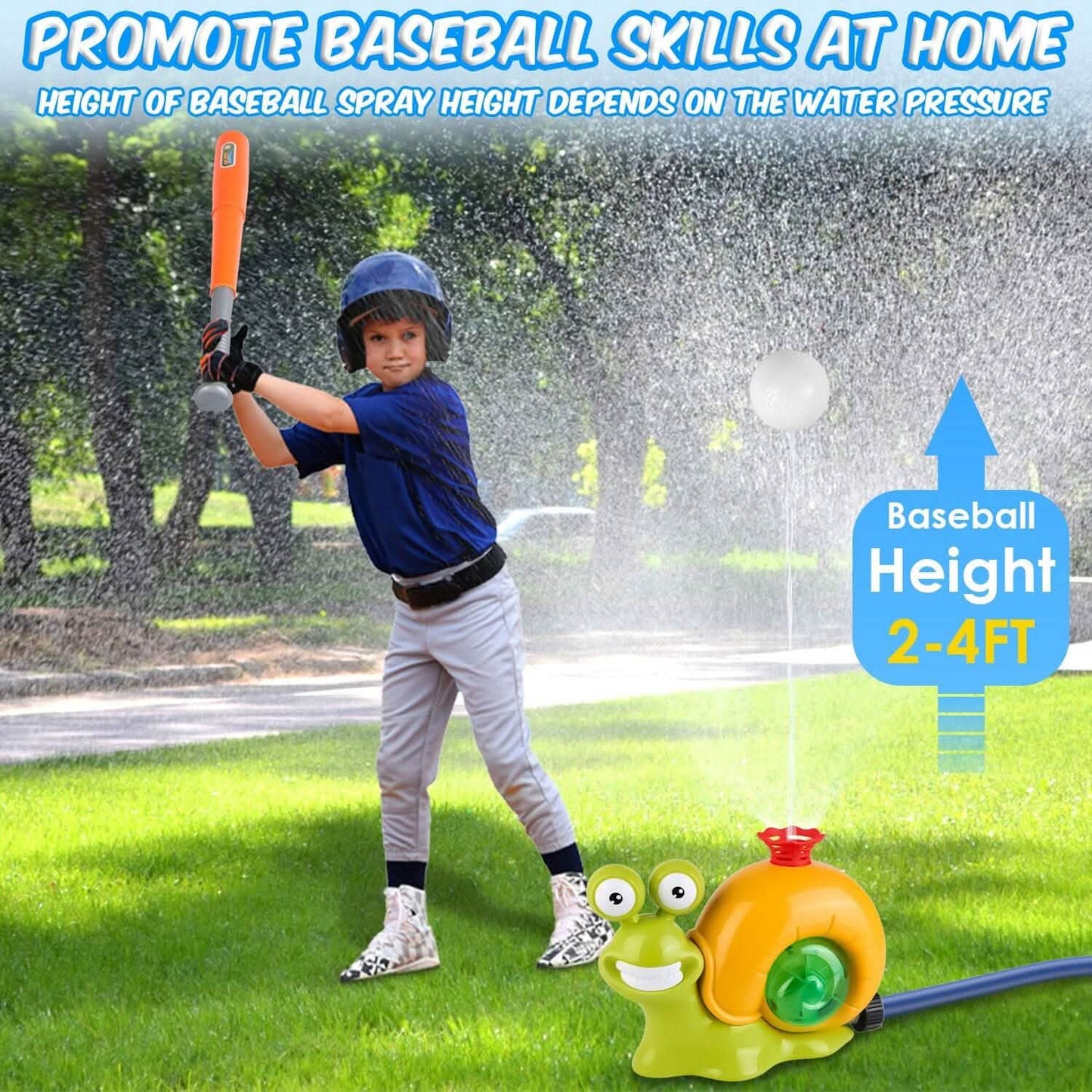 2-in-1 Snail Water Sprinkler Baseball Toy with 2 Sprinkler Nozzles DailySale