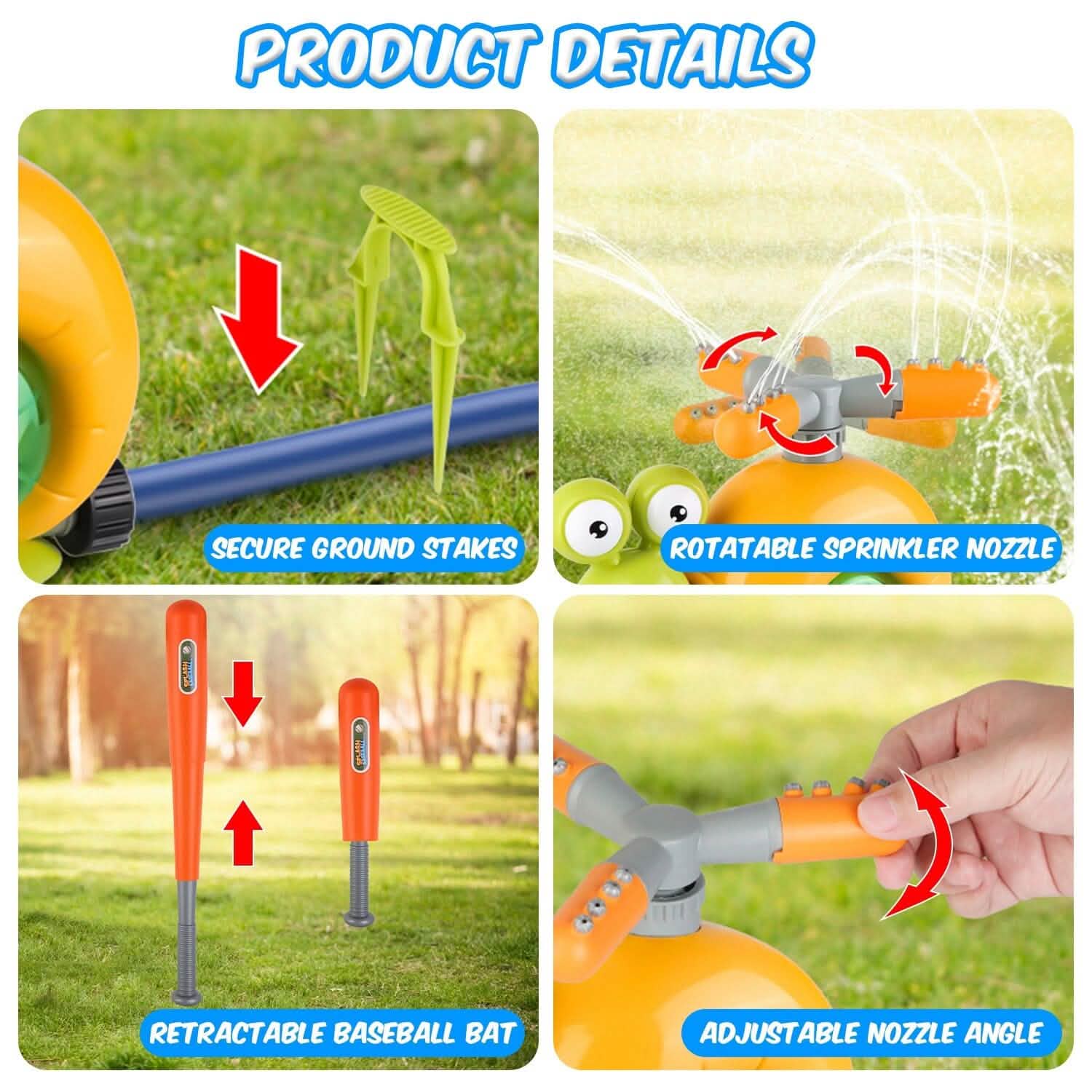 2-in-1 Snail Water Sprinkler Baseball Toy with 2 Sprinkler Nozzles DailySale