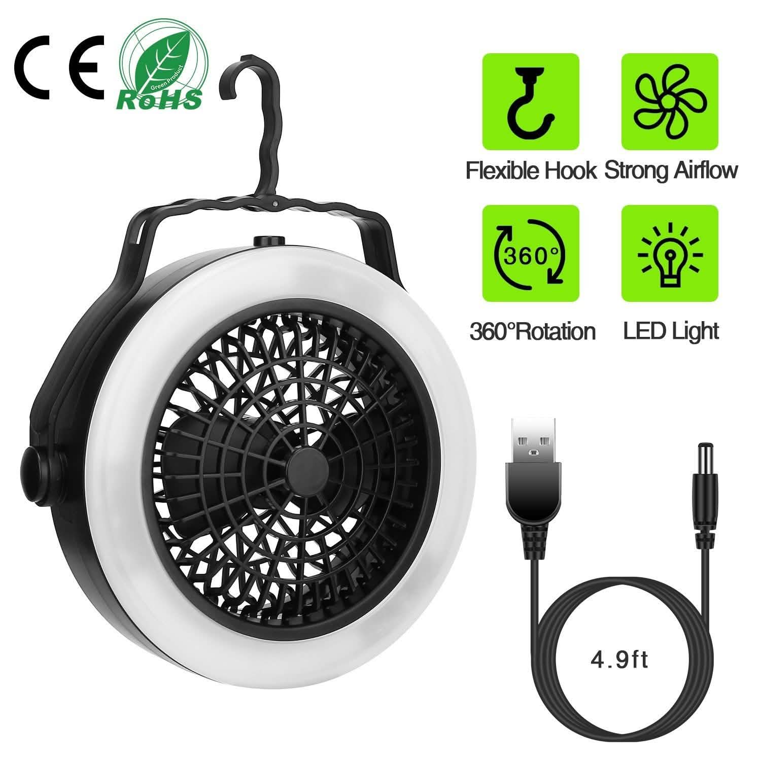 2-in-1 Outdoor Battery/USB Operated Portable Camping LED Fan DailySale