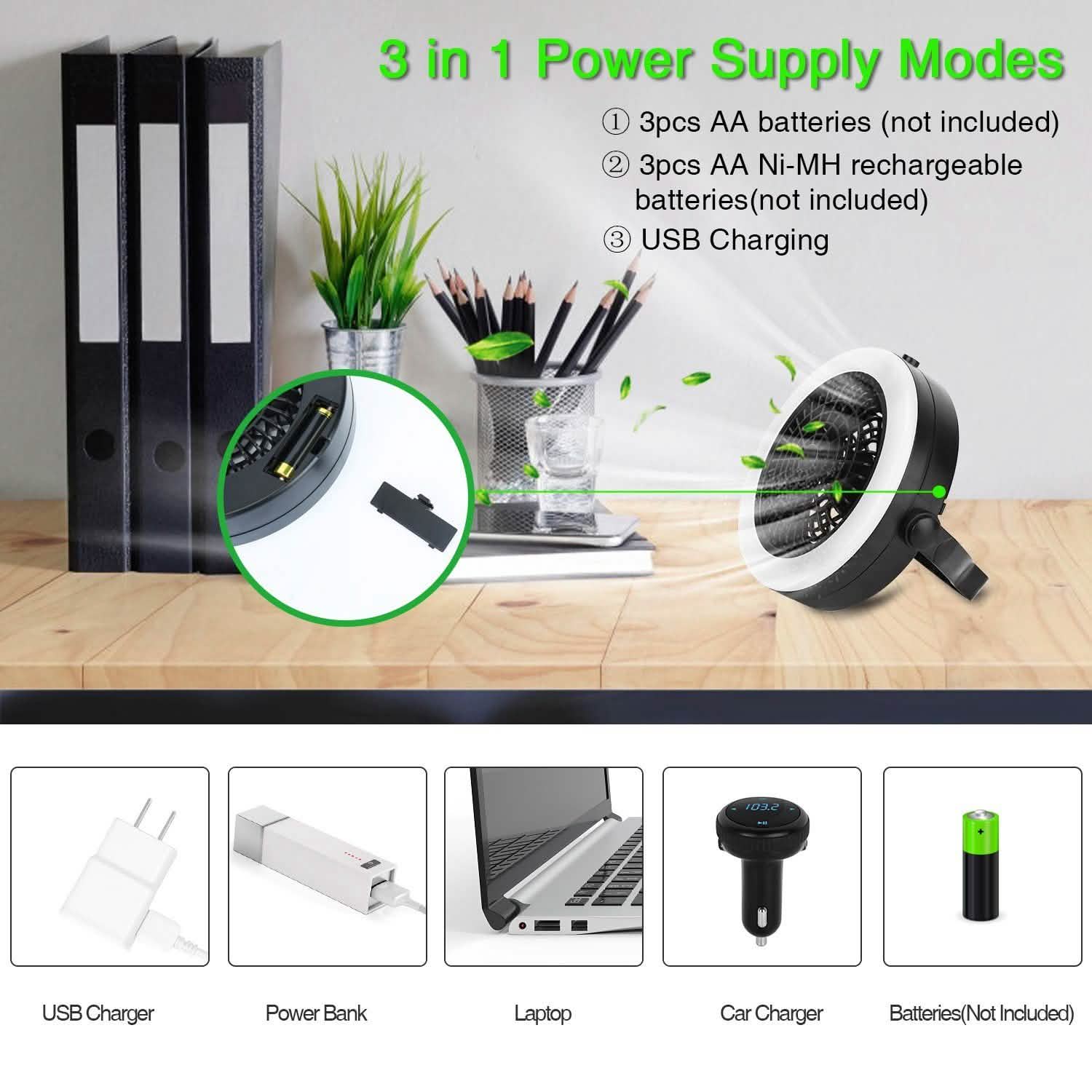2-in-1 Outdoor Battery/USB Operated Portable Camping LED Fan DailySale