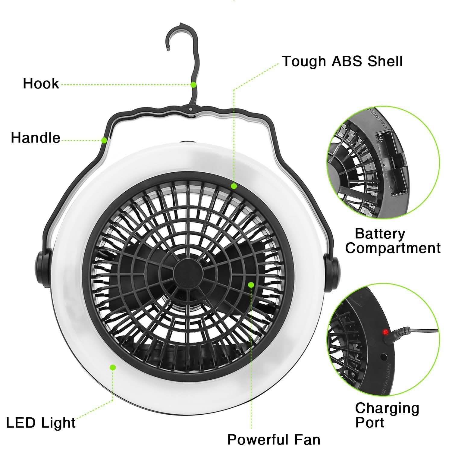 2-in-1 Outdoor Battery/USB Operated Portable Camping LED Fan DailySale