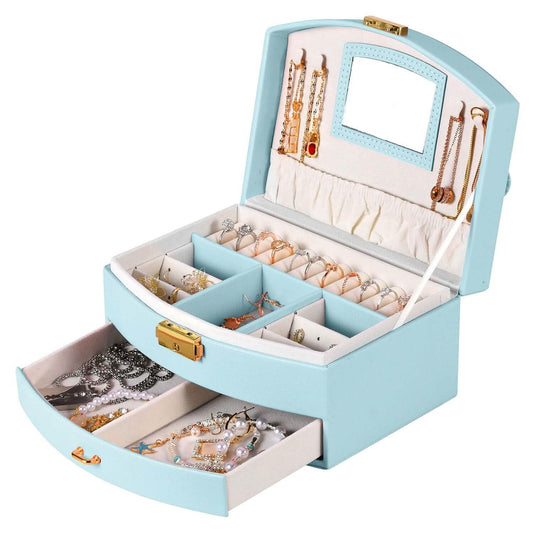 2-Layer Lockable Leather Jewelry Box DailySale