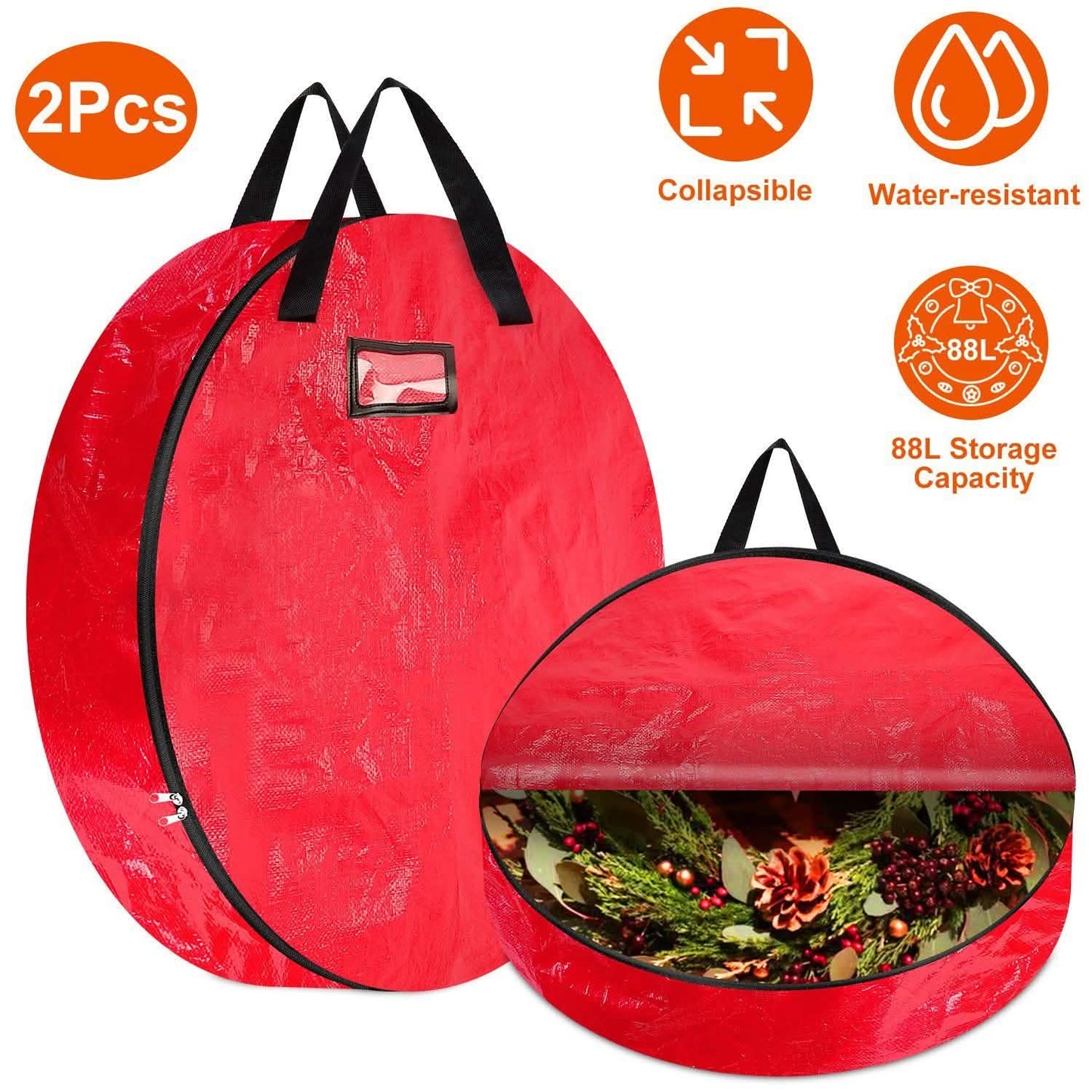 2-Pack: 30" Christmas Wreath Storage Bag 88L DailySale