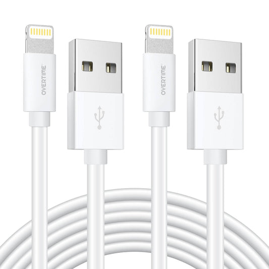 2-Pack: 4 Ft. White Overtime Apple MFi Certified Lightning USB Cable DailySale