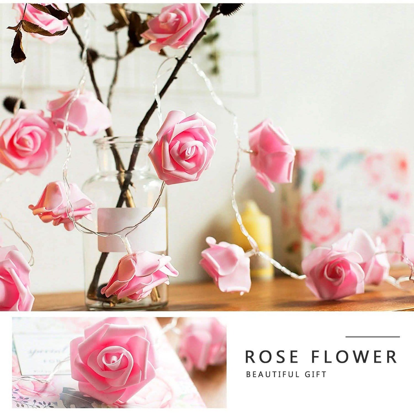 2-Pack: 40 LEDs Rose Flower String Lights DailySale