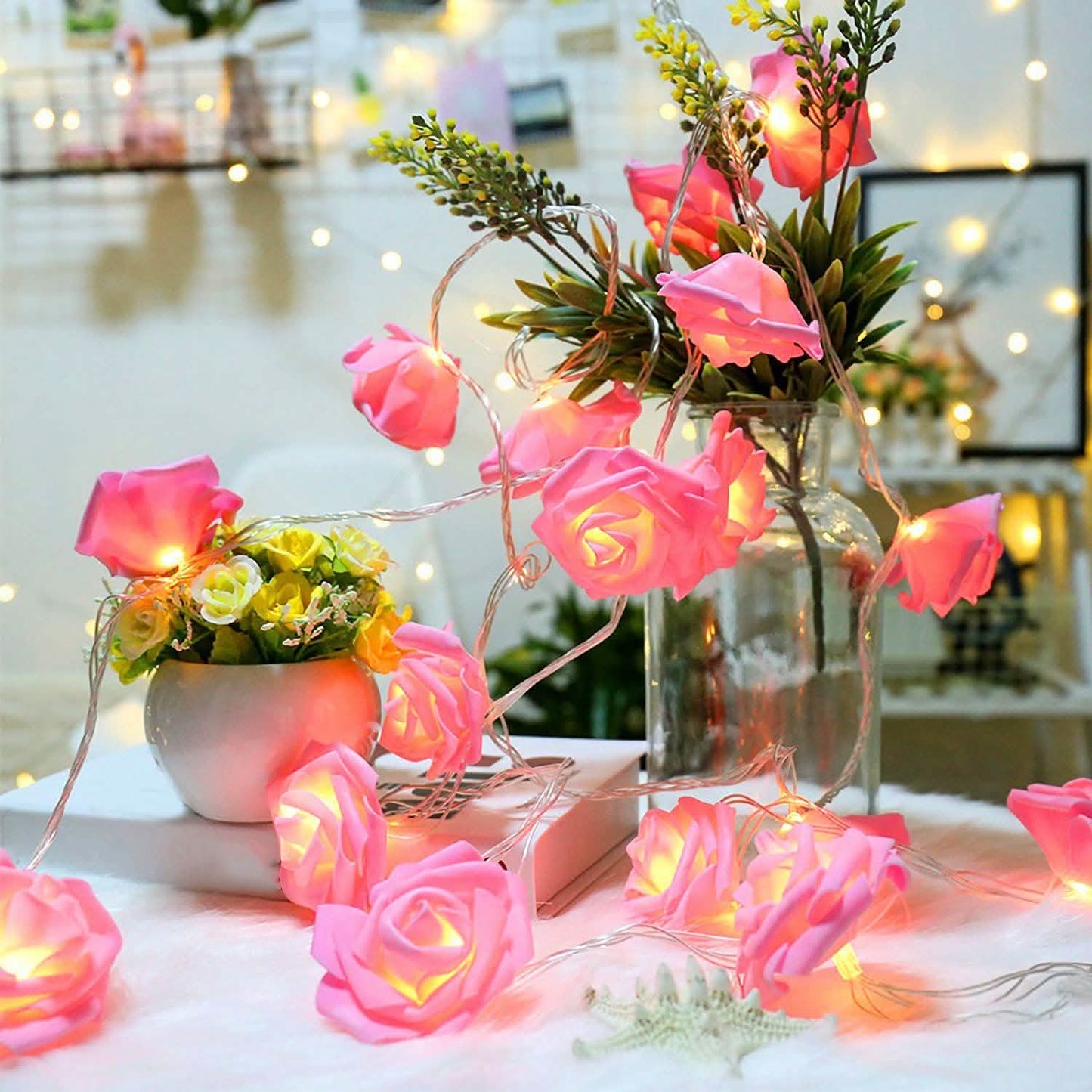 2-Pack: 40 LEDs Rose Flower String Lights DailySale