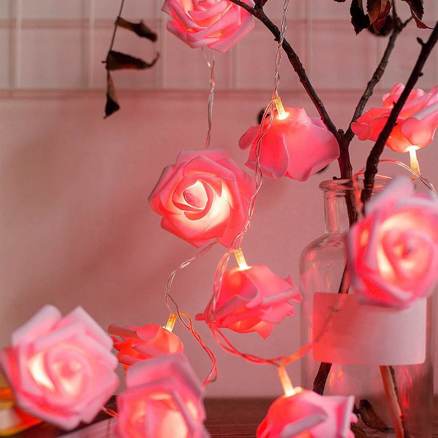 2-Pack: 40 LEDs Rose Flower String Lights DailySale