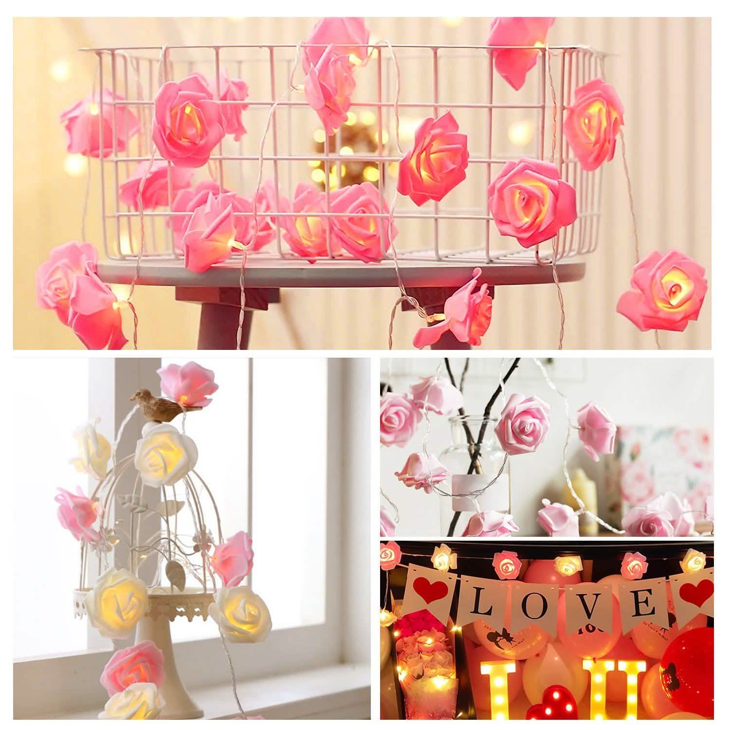 2-Pack: 40 LEDs Rose Flower String Lights DailySale