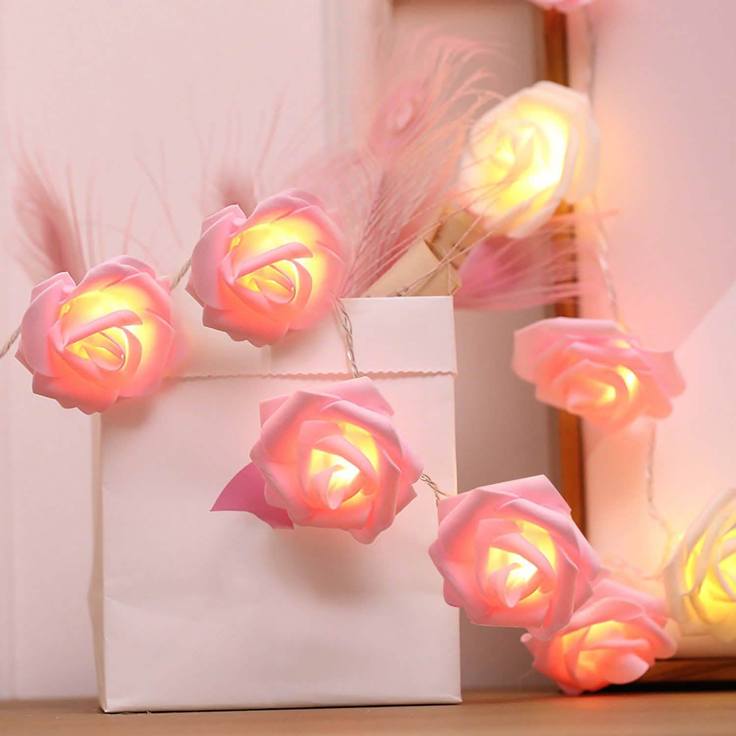 2-Pack: 40 LEDs Rose Flower String Lights DailySale