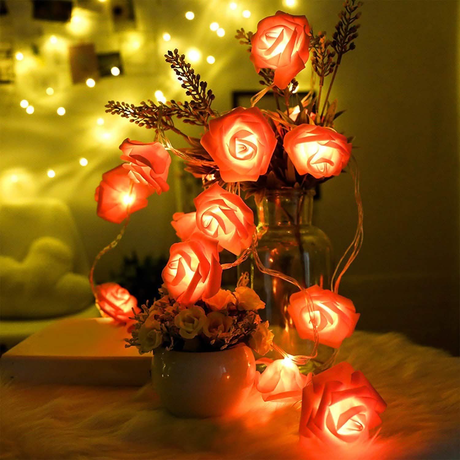 2-Pack: 40 LEDs Rose Flower String Lights DailySale