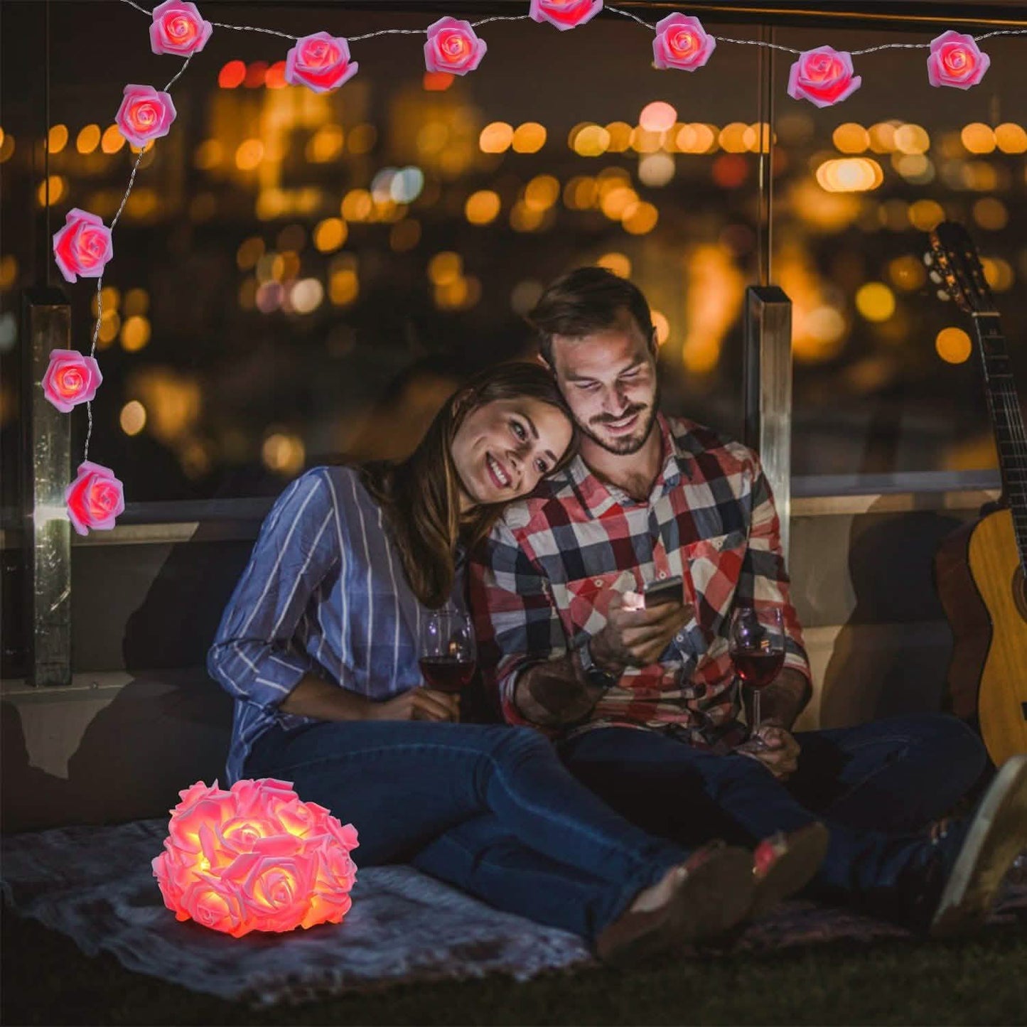 2-Pack: 40 LEDs Rose Flower String Lights DailySale
