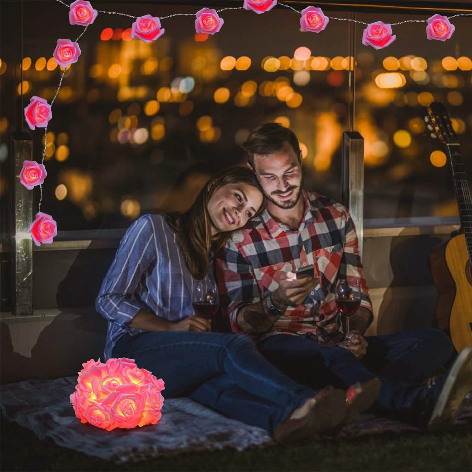 2-Pack: 40 LEDs Rose Flower String Lights DailySale
