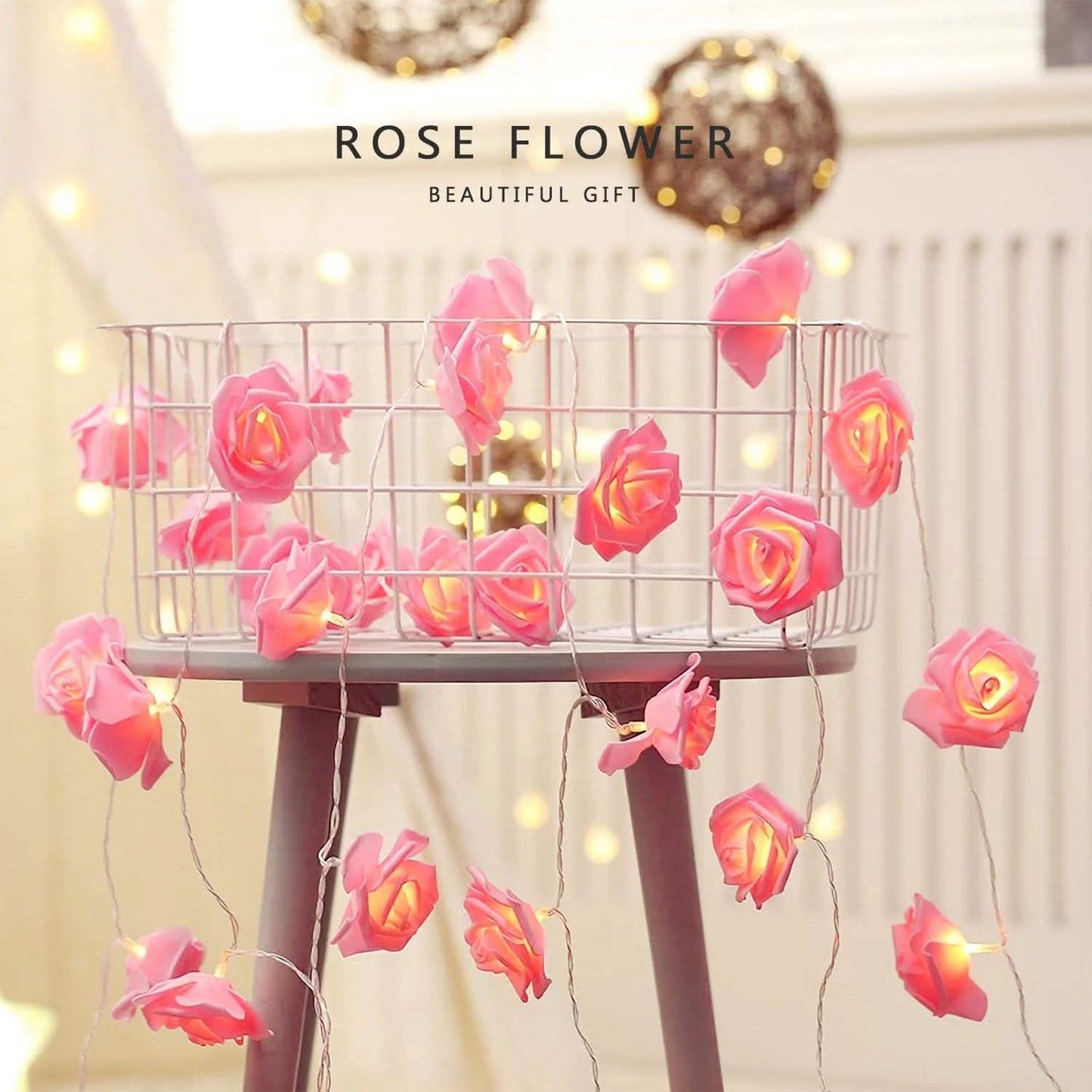 2-Pack: 40 LEDs Rose Flower String Lights DailySale