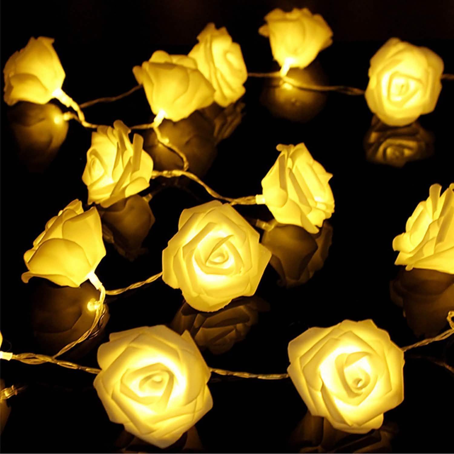 2-Pack: 40 LEDs Rose Flower String Lights DailySale