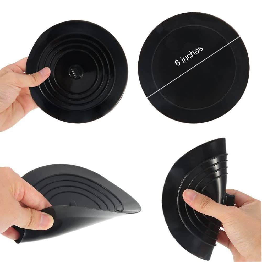 2-Pack: 6" Large Silicone Drain Plug Hair Stopper Flat Suction Cover DailySale