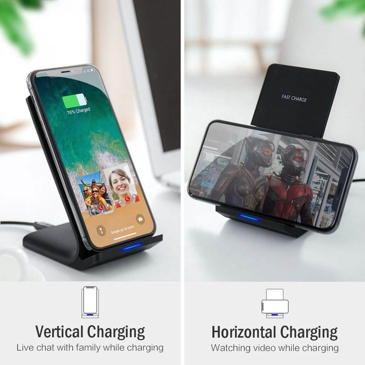 2-Pack: Adjustable Qi Device Wireless Rapid Charger DailySale
