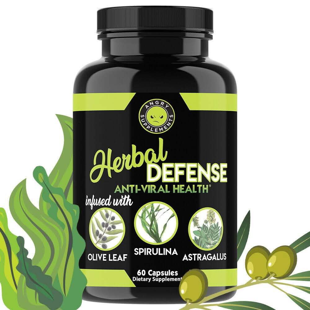 2-Pack: Angry Supplements Herbal Defense Anti Viral Immune Support, Spirulina Olive Leaf DailySale