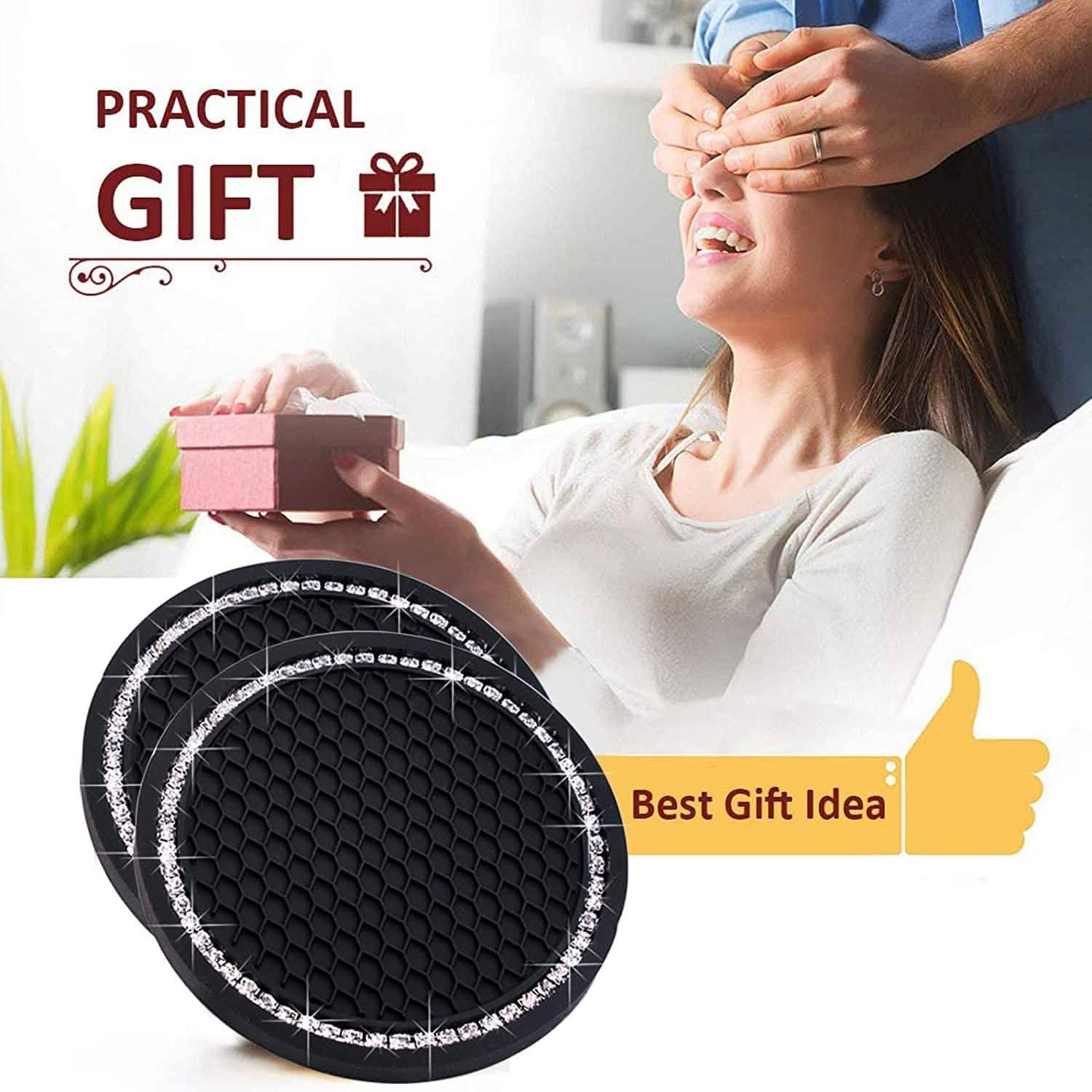 2-Pack: Anti-Slip Crystal Rhinestone Car Coaster DailySale