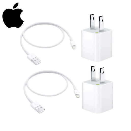 2 Pack Apple Original 5W USB Power Adapter and 2 Pack Apple OEM Lighting to USB Cable (3.3 ft) DailySale