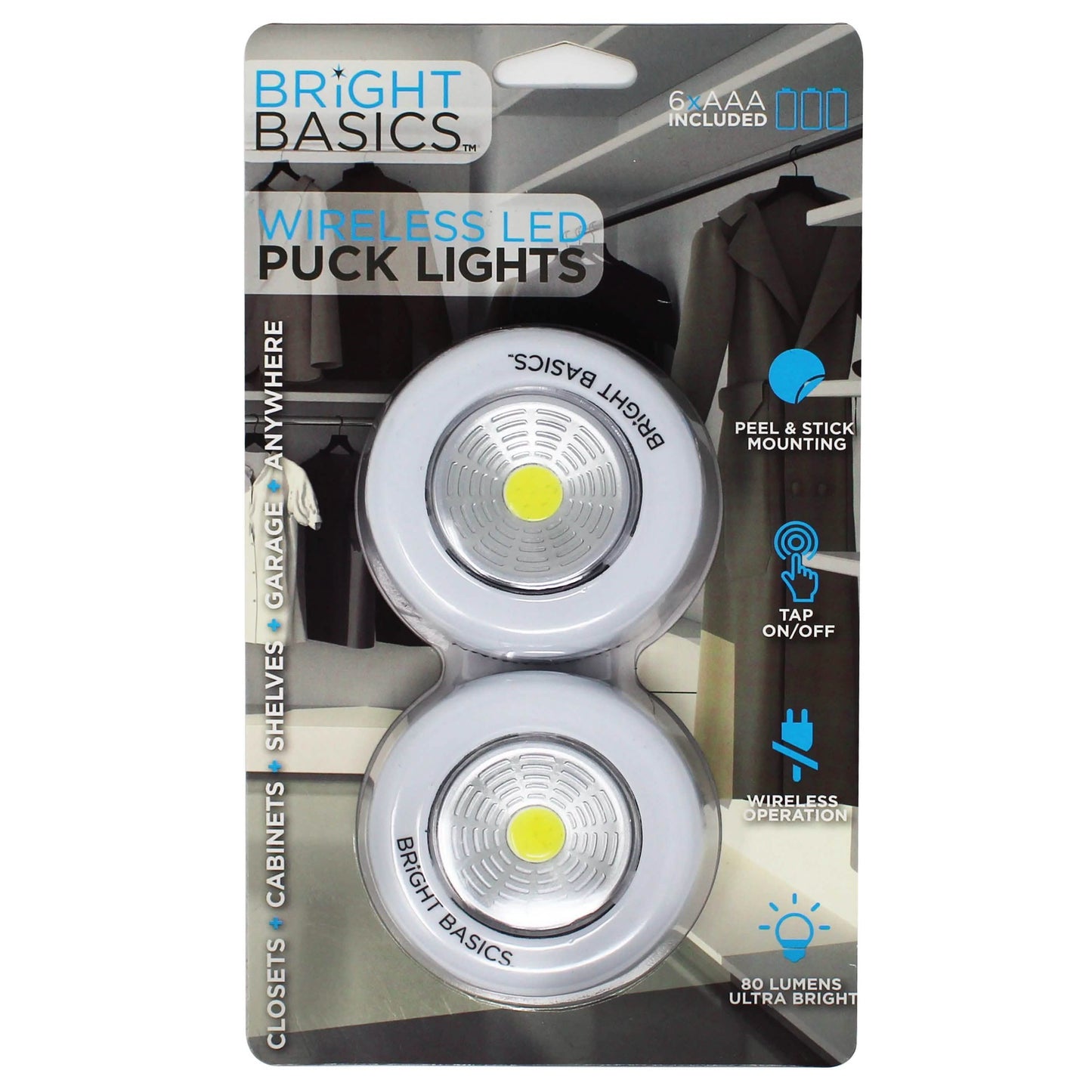 2-Pack: Bright Basics Ultra Thin Wireless LED Puck Lights DailySale