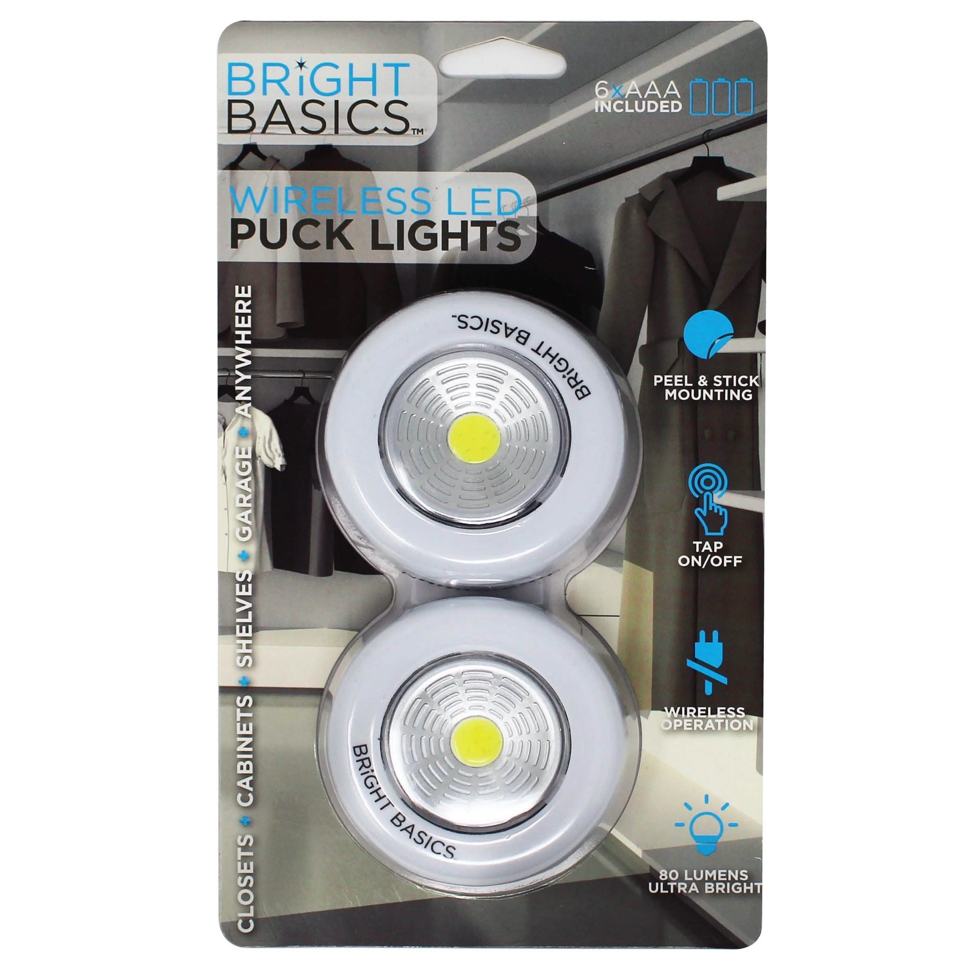 2-Pack: Bright Basics Ultra Thin Wireless LED Puck Lights DailySale