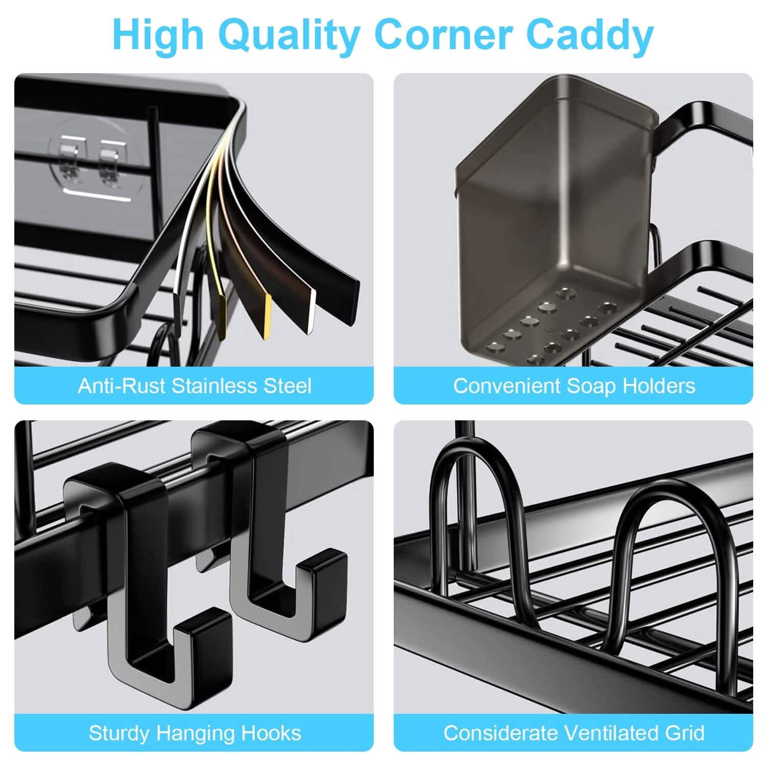 2-Pack: Corner Shower Caddy No Drilling Adhesive Shower Organizer DailySale