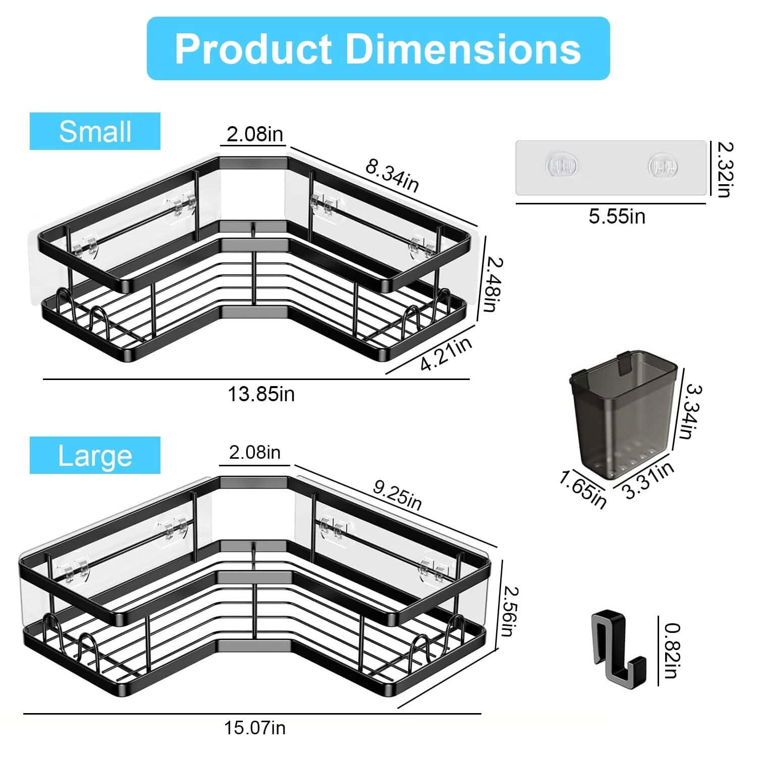 2-Pack: Corner Shower Caddy No Drilling Adhesive Shower Organizer DailySale