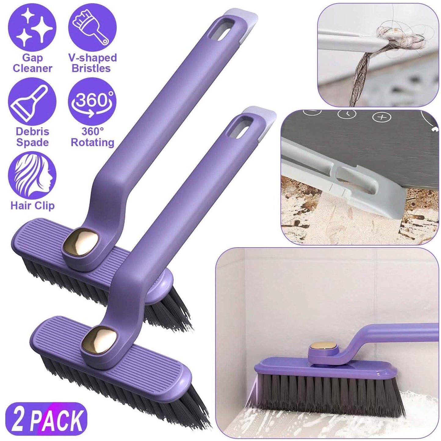 2-Pack: Crevice Cleaning Brush Stiff Bristle Brush Gap Cleaner DailySale
