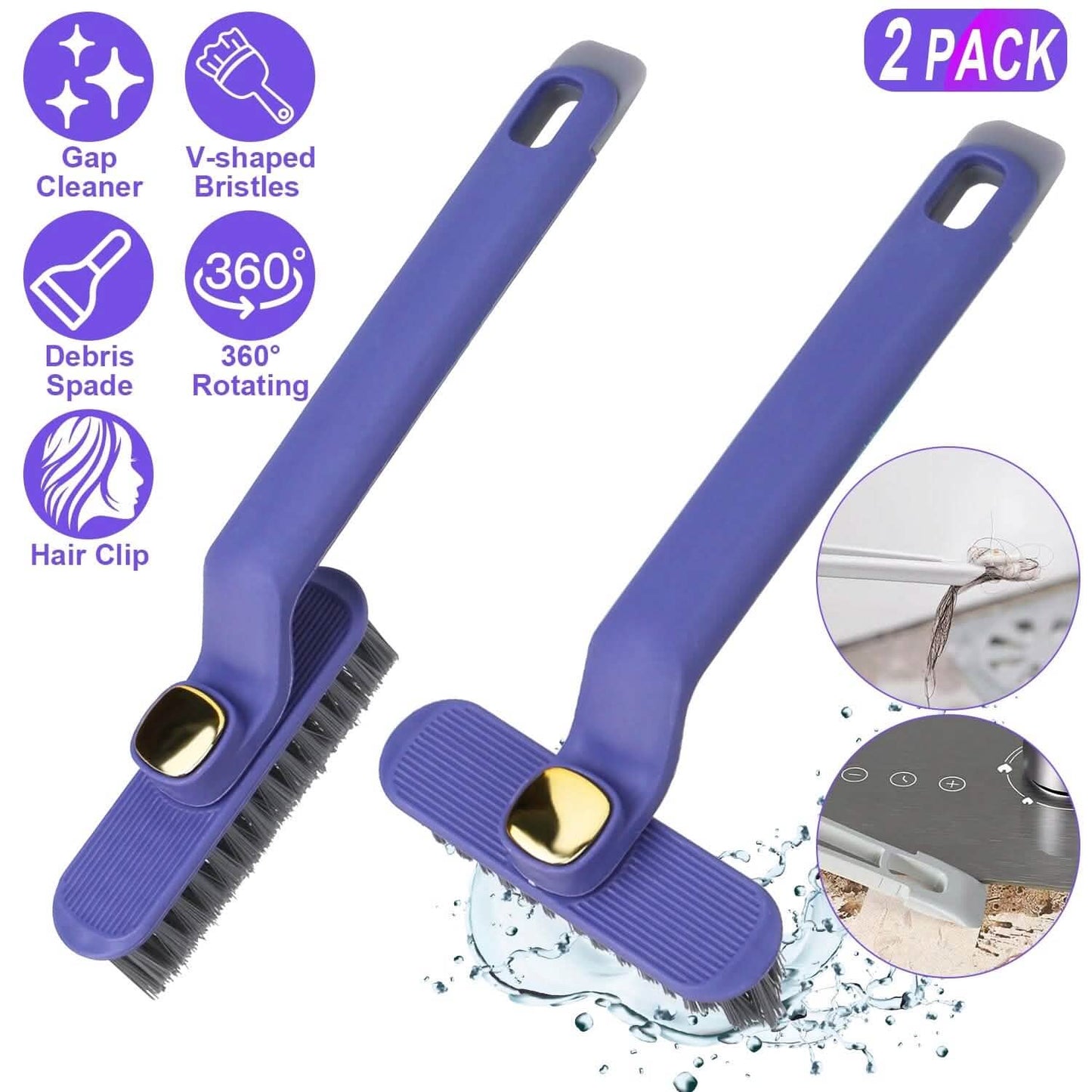 2-Pack: Crevice Cleaning Brush Stiff Bristle Brush Gap Cleaner DailySale