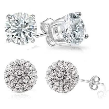 2-Pack: Crystal Ball and Round Stud Earrings Set DailySale