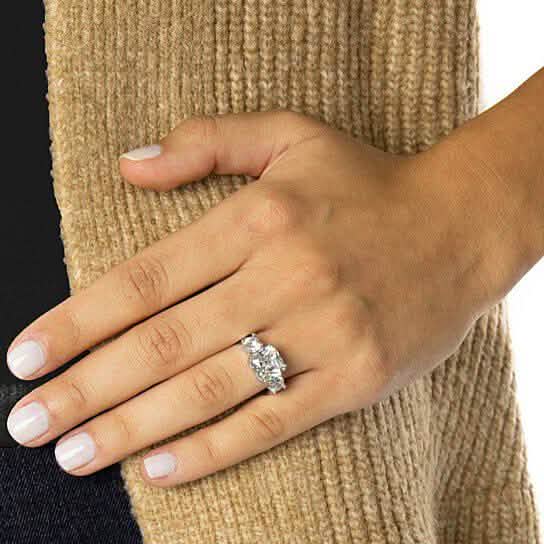 2-Pack: Cushion Cut Studs and Cushion Cut Ring with Side Stones DailySale