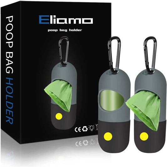 2-Pack: Dog Poop Bag Dispenser with Built-in LED Flashlight DailySale