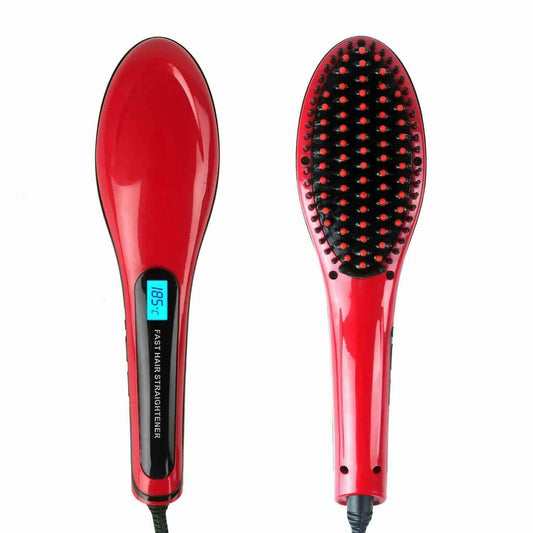 2-Pack: Electronic Fast Hair Straightener with Detangling Brush DailySale